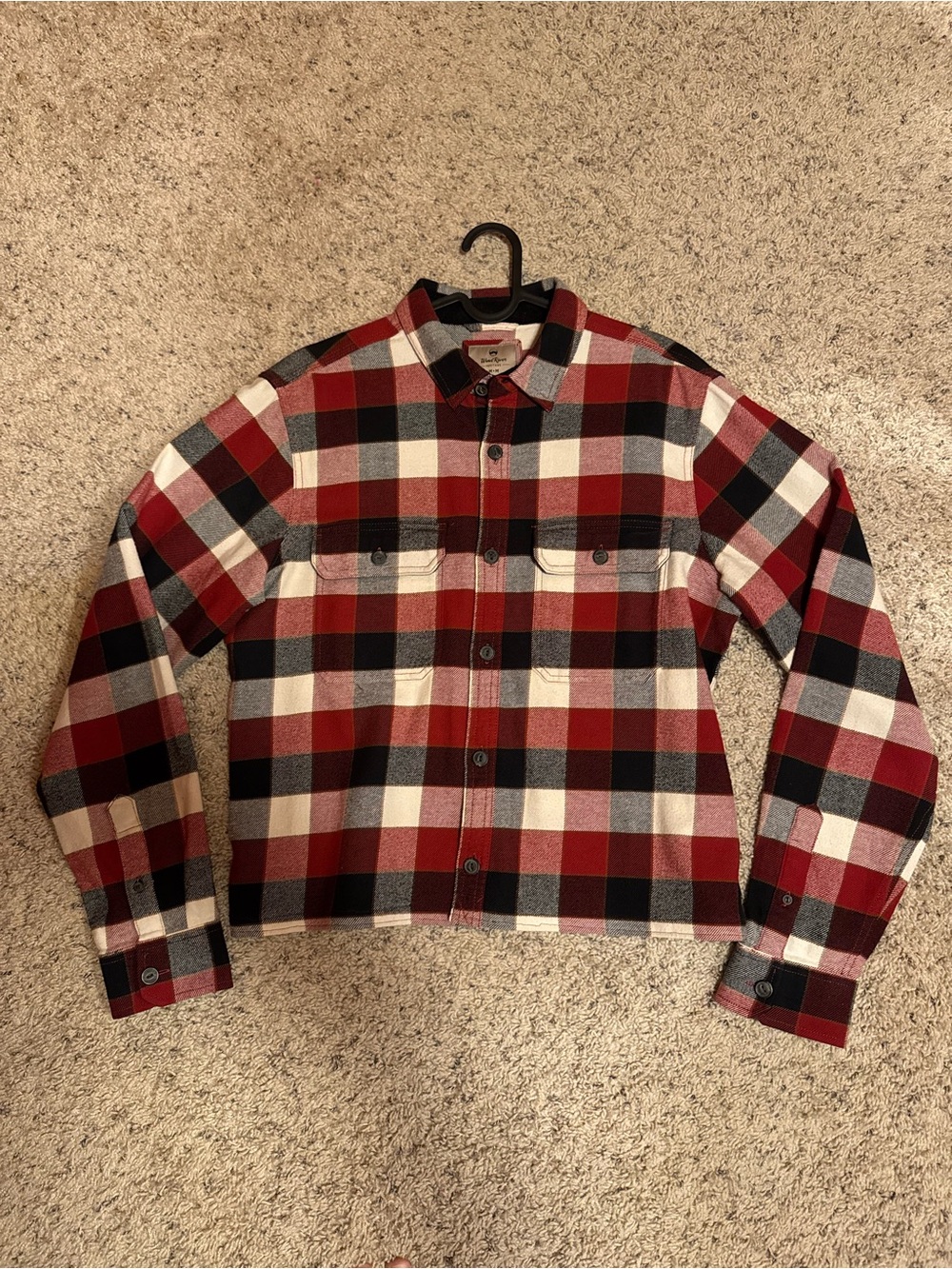 Wind River Modern Fit Flannel Shirt (Red/Black/Cream) Plaid Mens Size Medium